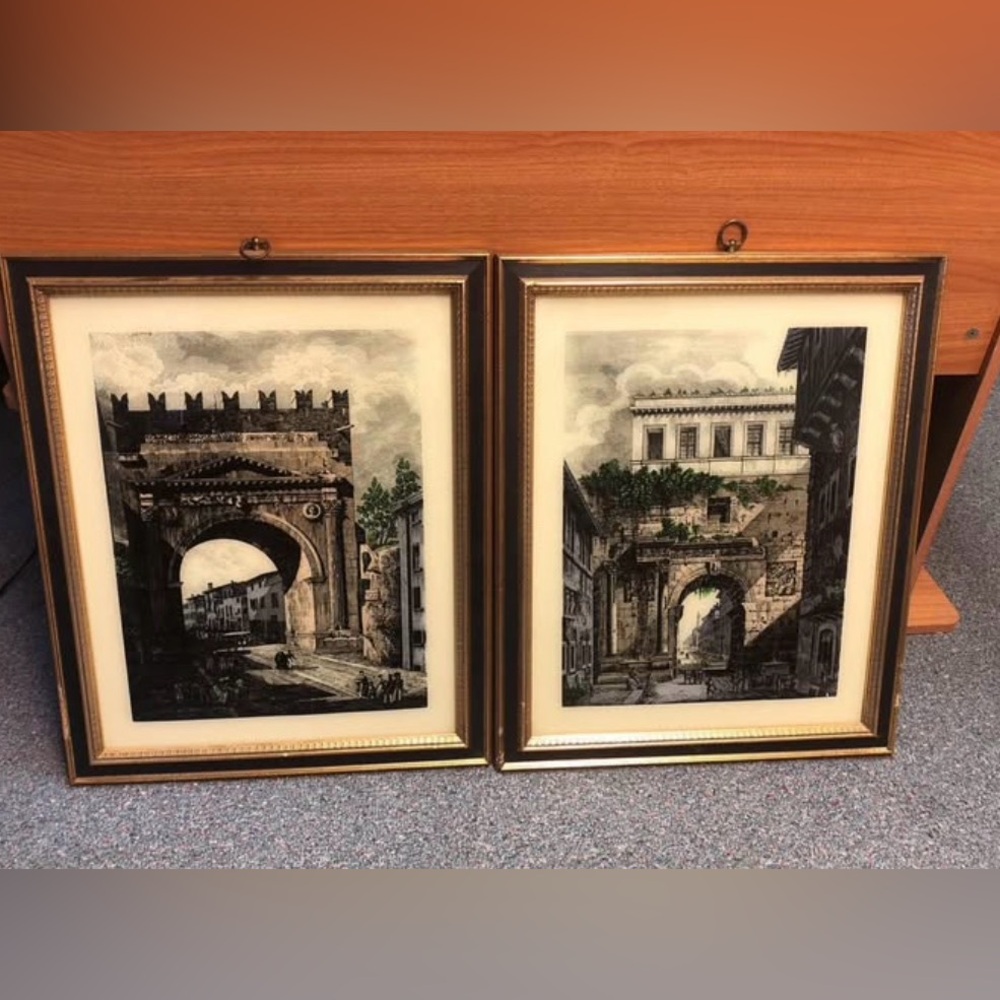 Vintage Turner Wall Accessory Set of two guaranteed hand colored.￼ Italian